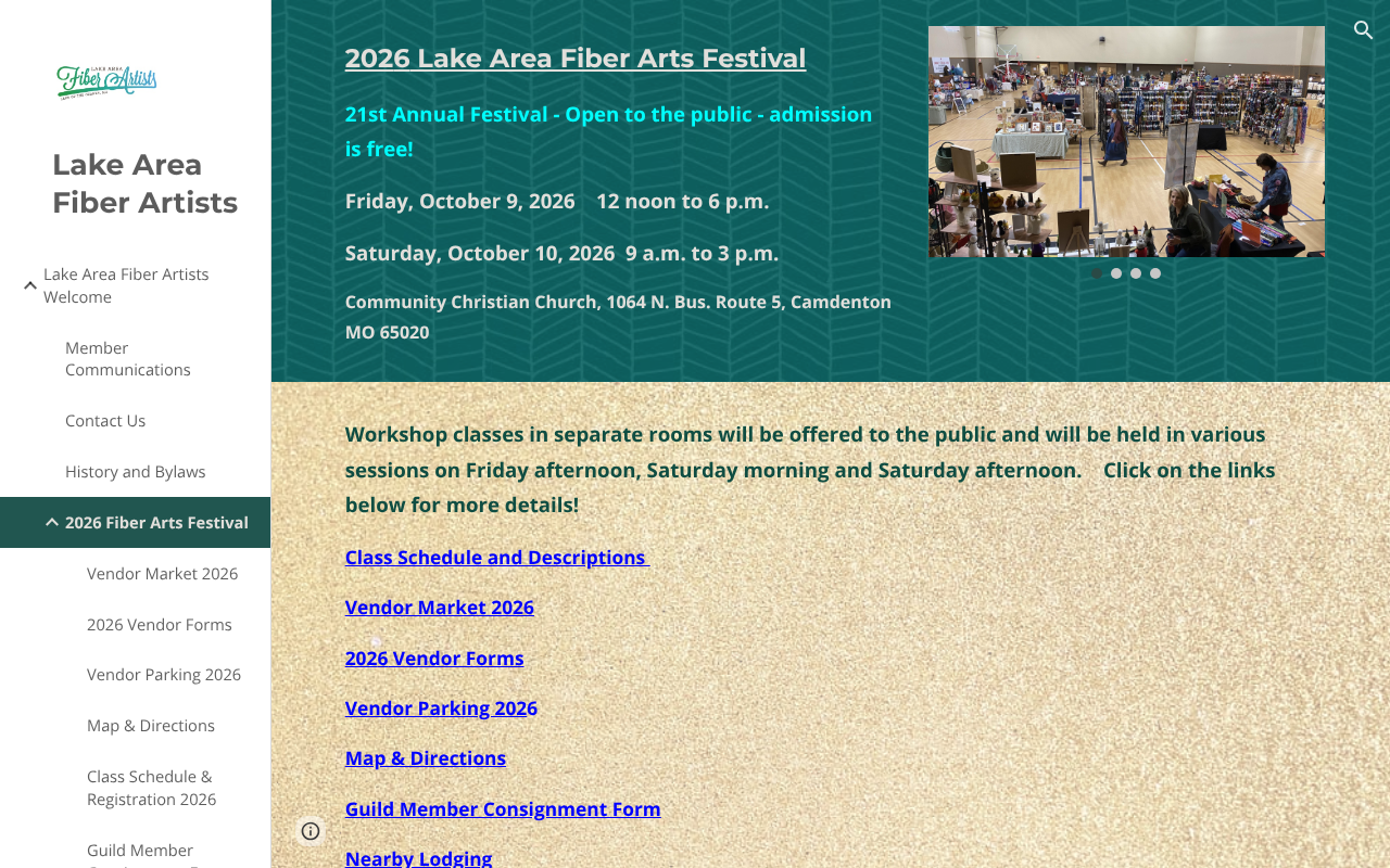Screenshot of Lake Area Fiber Artists