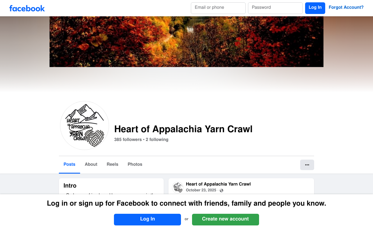 Screenshot of Heart of Appalachia Yarn Crawl